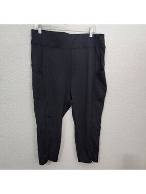 Pop Fit Capri Leggings Womens 4XL Black High-Waisted Pockets